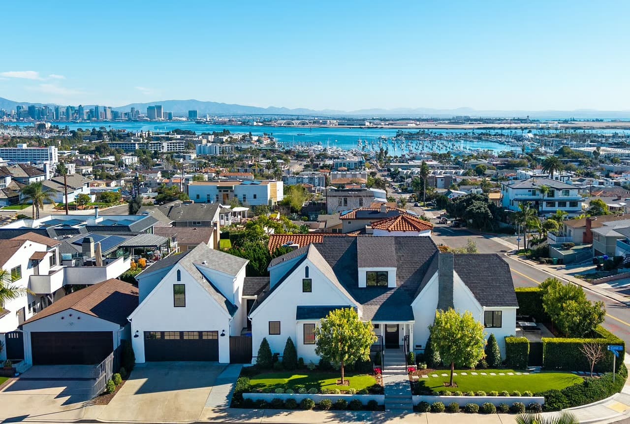 Homes in Point Loma with downtown San Diego across the bay